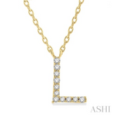 10K Gold "L" Diamond Initial Necklace